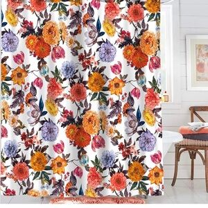 Floral Multi-Color Shower Curtain - White Background